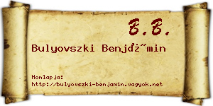 Bulyovszki Benjámin névjegykártya